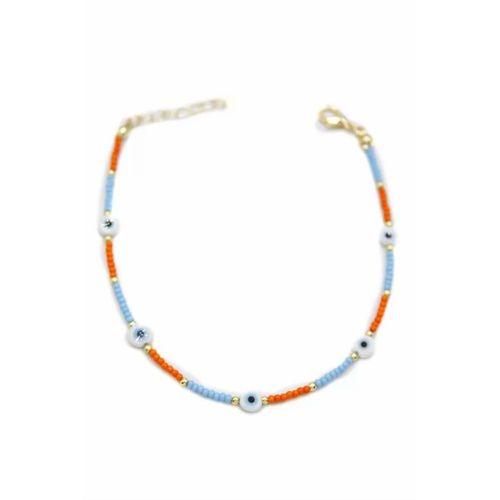 Nazar Boncuklu  Halhal - Beyaz