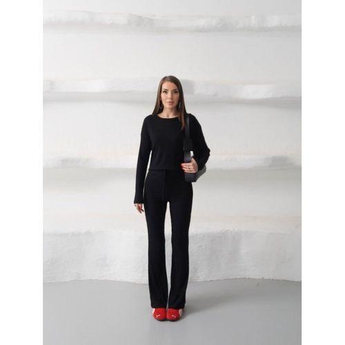 Kadın Bisiklet Yaka Crop Ve Ispanyol Paça Pantolon Ikili Takım