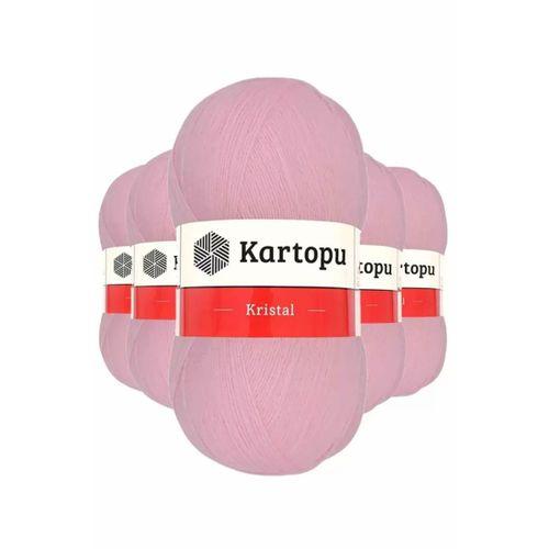 5 Adet Kristal Çift Katlı El Örgü Lif İpi Bebe Pembe K788 - kartopu mudanis