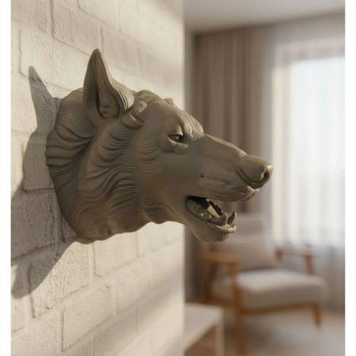 Gri Kurt Duvar Biblosu Güçlü Detaylı Dekoratif Tasarım 25x19 Cm