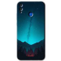 Honor 8x Kılıf HD Desen Baskılı Arka Kapak - Night Fores Mount + Kırılmaz Cam