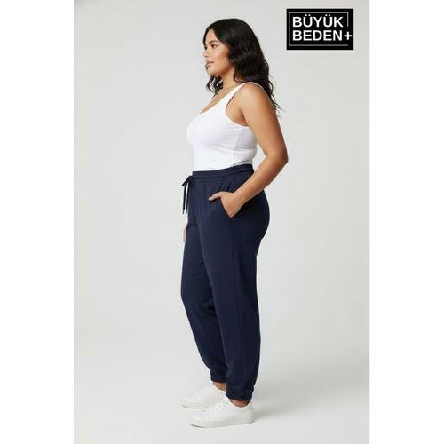 Kadın Büyük Beden Paça Lastikli İki İplik Rahat Kalıp ince Eşofman Altı SPR26BEAK951