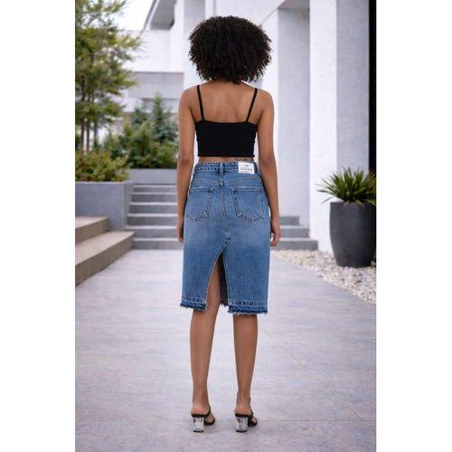 ALEXANDERGARDİ ÖZEL KOLEKSİYON YIRTIK DETAYLI DENİM ETEK (46-200)