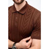 Erkek Yazlık Triko Tişört Kısa Kol Polo Yaka Düğmeli T-Shirt - Kahverengi