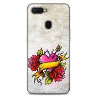 Lopard Oppo Ax7 Uyumlu Kılıf Tattoo's (12) Koruyucu Silikon Gri Pembe