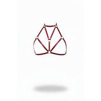 Bordo Göğüs Harness Deri Metal Halka Detaylı Yüksek Yaka - Brf244