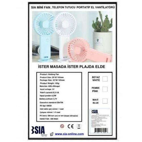 Mini Fan,Telefon Tutucu,Portatif El Vantilatörü Pembe  9,3X19Cm Usb Şarjlı El Fanı