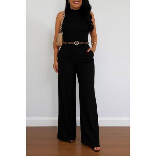 Kadın Yüksek Bel Geniş Paça Detaylı Cepli Ithal Krep Pantolon (kemersiz)