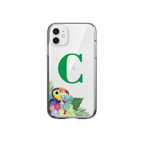 Yeşil Papağan C Harfli iPhone 11 Şeffaf Kılıf