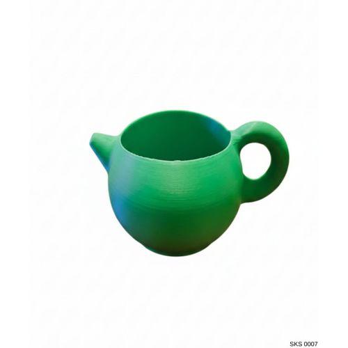 Yeşil Caydanlik Seklinde Mini Dekoratif Saksi 6 Cm Masa Ustu Ofis Dekoru