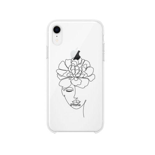 iPhone Xr Flower Women Art Desenli Premium Şeffaf Silikon Kılıf