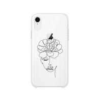 iPhone Xr Flower Women Art Desenli Premium Şeffaf Silikon Kılıf