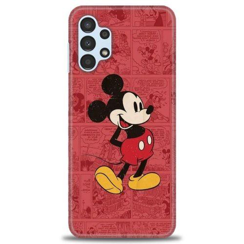 Samsung Galaxy A13 4G Kılıf HD Baskılı Kılıf - Kırmızı Mickey + Tam Ekran Koruyucu