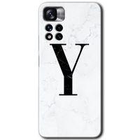 Potkal Hediye Fabrikası Xiaomi Redmi Note 11 Pro Plus 5G Kılıf HD Desen Baskılı Arka Kapak - Beyaz Mermer Desenli Y Harfi