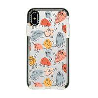 iPhone X Casetify Sevimli Kedi Figürleri Desenli Anti Shock Premium Silikonlu Siyah Kenar Detaylı Te