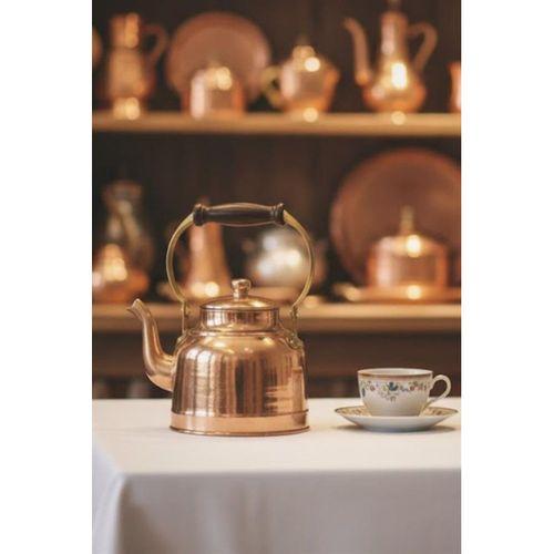 Turna Bakır Çayyolu Demlik Ahşap Kulp Düz Kırmızı Turna1974-1