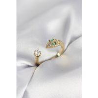 Yılan Model Zirkon Taşlı Gold Renk Kadın Yüzük