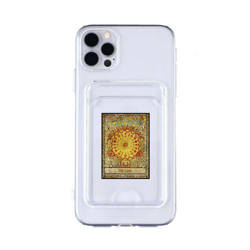 iPhone 11 Pro Max Uyumlu The Sun Desenli Şeffaf Kamera Korumalı ve Kartlıklı Telefon Kılıfı