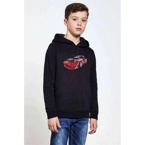 Mazda Baskılı Unisex Çocuk Kapüşonlu Siyah Sweatshirt