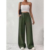 Kadın Yüksek Bel önden Bağlamalı Geniş Kesim Keten Pantolon