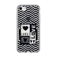iPhone 8 Black Love  Premium Şeffaf Silikon Kılıf Beyaz Baskılı
