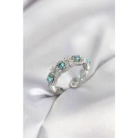 Mavi Taşlı Gümüş Renk Vintage Kadın Yüzük