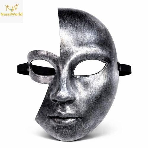 Antik Efektli Gümüş Yarım Yüz Parti Maskesi
