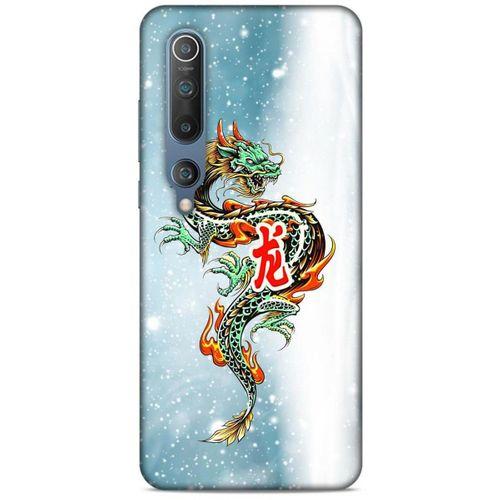 Xiaomi Mi 10 Kılıf Dragons (29) Arka Koruma Kılıfı Tatoo Mavi Ejderha