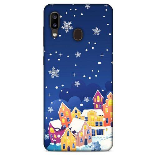 Samsung Galaxy A20 Kılıf Snowix (27) Tasarımlı Kılıf Turuncu Lacivert