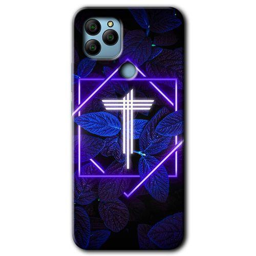 General Mobile GM 22 Kılıf HD Desen Baskılı Arka Kapak - Dark Neon Yaprak T Harfi