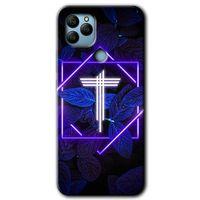 General Mobile GM 22 Kılıf HD Desen Baskılı Arka Kapak - Dark Neon Yaprak T Harfi