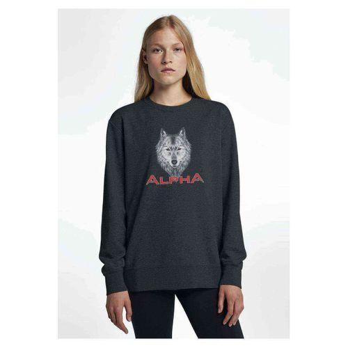 Wolf Alpha Baskılı Füme Antrasit Kadın Sweatshirt