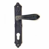 Antika Tarz Dekoratif Pirinç Çiçekli Yale Kapı Kolu - 240x40 Mm, Oksit