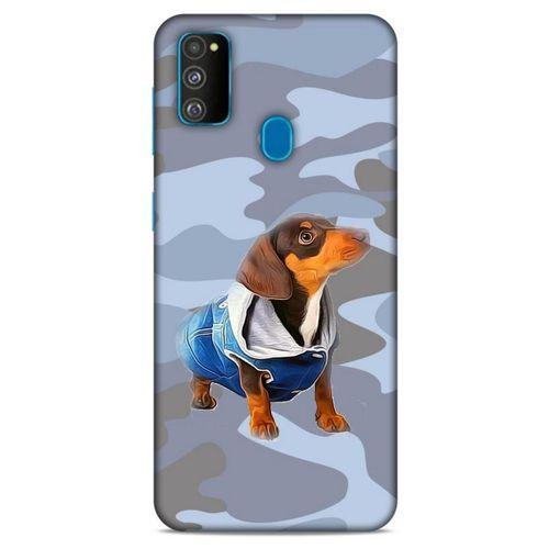 Samsung Galaxy M30s Kılıf Köpek Kıyafetleri (50) Shockproof Kılıf Dakhund Puf Mont