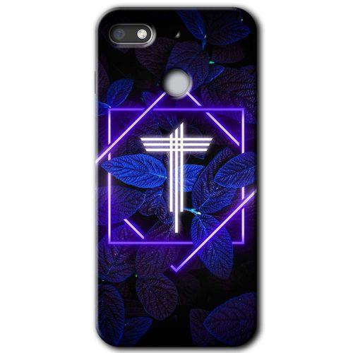 MRCİLETİSİM General Mobile GM 8 Go Kılıf HD Desen Baskılı Arka Kapak + Temperli Cam - Dark Neon Yaprak T Harfi