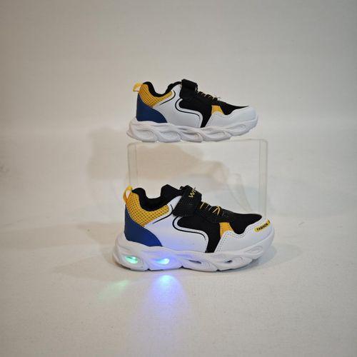 Wisco 018p Siyah-Beyaz-Sarı Cırtlı Erkek Çocuk Spor Ayakkabı