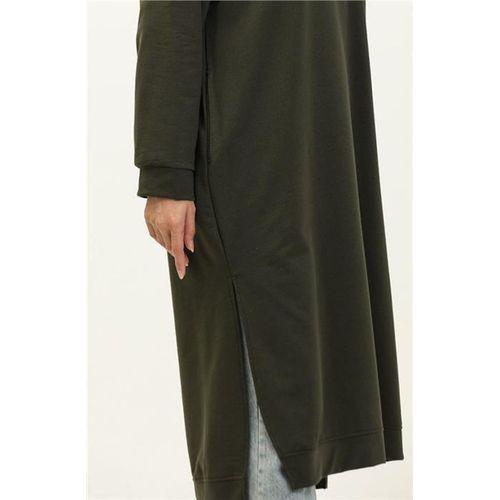 Atlas Kapşonlu Uzun Sade Basic Sweatshirt - 03007.005 - Haki