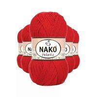5 Adet Pırlanta Amigurumi El Örgü İpi Yünü Gelincik Kırmızı 6741 - nako mudanis