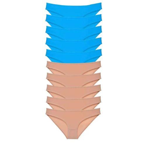 10 Adet Süper Eko Set Likralı Kadın Slip Külot Ten Mavi