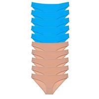 10 Adet Süper Eko Set Likralı Kadın Slip Külot Ten Mavi