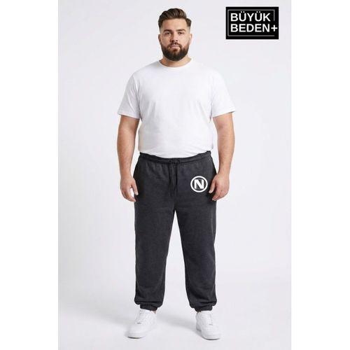 Erkek Büyük Beden N Logolu Paça Lastikli Rahat Kesim Jogger İnce Eşofman Altı SPR26BEA951-4