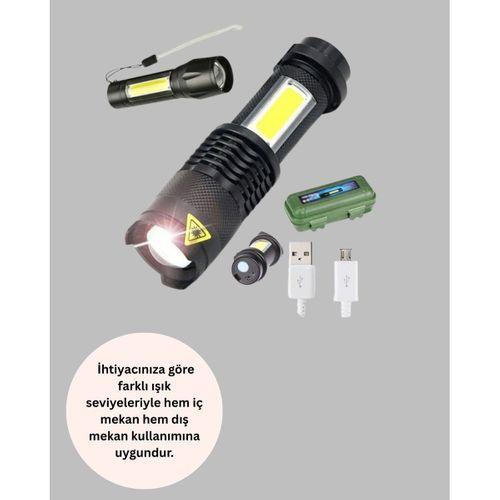 Şarjlı Mini Led El Feneri 2000 Lümen Su Geçirmez