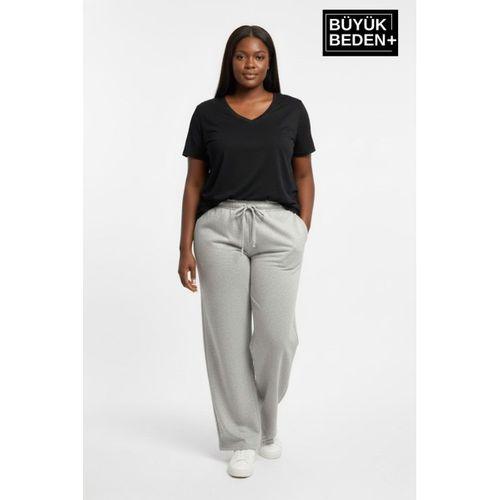 Kadın Büyük Beden Rahat Kesim Paça Reçmeli İnce Eşofman Altı SPR26EAK952