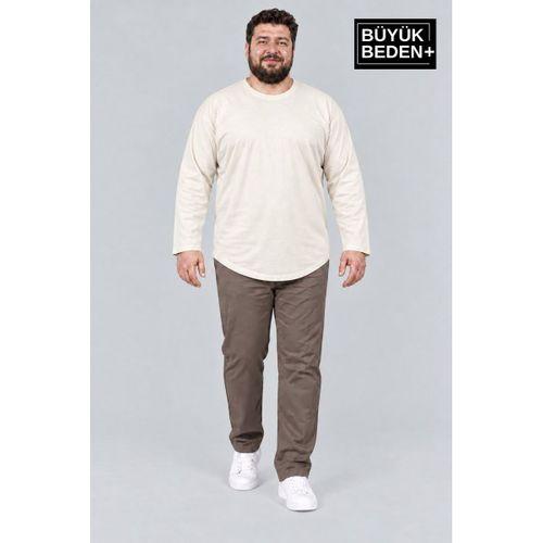 Erkek Büyük Beden Bisiklet Yaka Süprem İnce Uzun Kollu Oval Etek Tişört SPR26BTS943