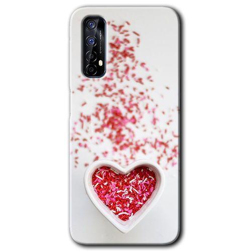 Realme 7 Kılıf HD Desen Baskılı Arka Kapak - Kalpli Şekerleme + Kırılmaz Cam