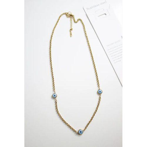 Nazar Boncuk Çelik Kolye - Altın