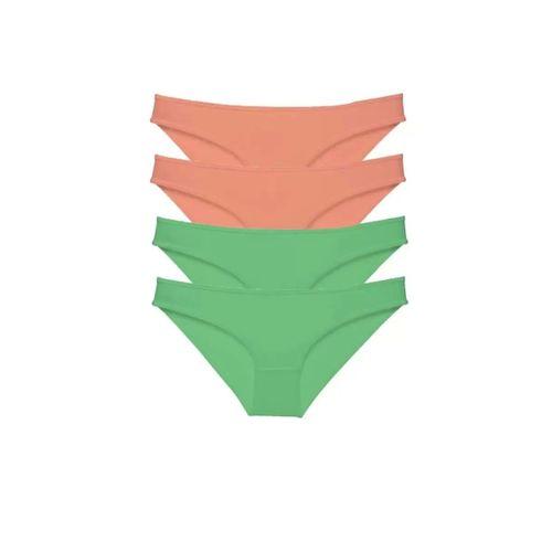 4 Adet Eko Set Likralı Kadın Slip Külot Pudra Yeşil