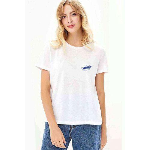 Leon Far Baskılı Beyaz Kadın Tshirt