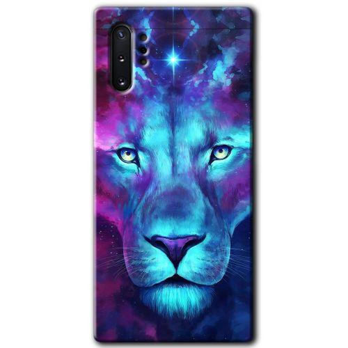 Potkal Hediye Fabrikası Samsung Galaxy Note 10 Plus Kılıf HD Desen Baskılı Arka Kapak - Neon Lion