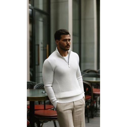 Erkek Balıkçı Zip Yaka Uzun Kollu Triko